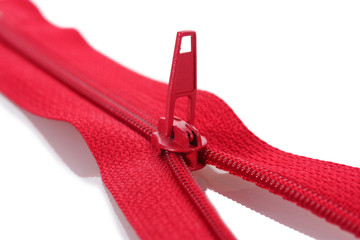 Red zipper closeup