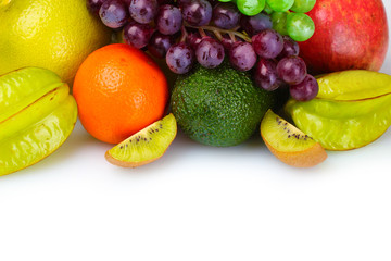 Assortment of exotic fruits isolated on white