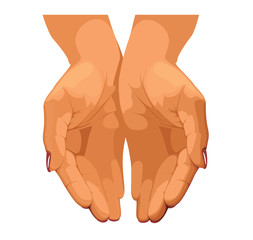 Women's hands are connected together