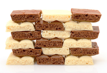 black and white chocolate pieces, closeup