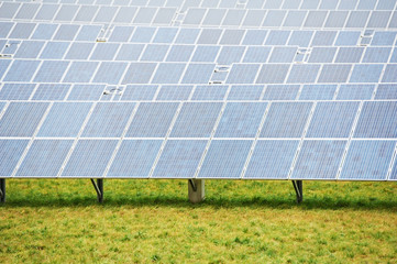 Ecology energy farm with solar panel battery field