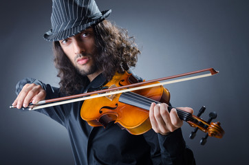 Gypsy violin player in studio