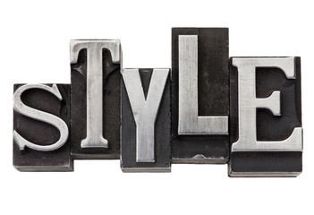 style word in metal type