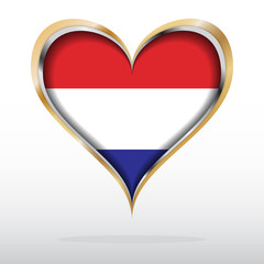 Vector illustration of Dutch flag in golden heart