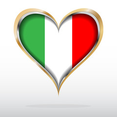Vector illustration of Italian flag in golden heart