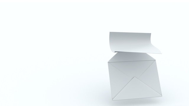 Sheet of paper flying from envelope