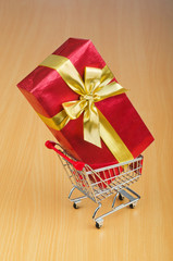 Christmas shopping concept with shopping cart