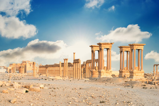 Ancient Roman time town in Palmyra, Syria.