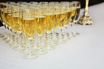 Champagne glasses on a table