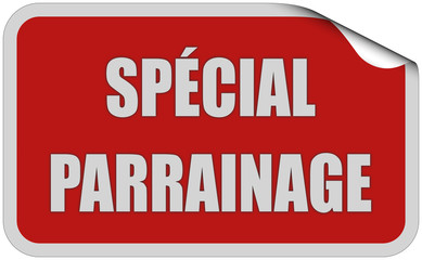 Sticker rot eckig curl oben SPÉCIAL PARRAINAGE