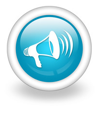 Light Blue Icon "Megaphone / Announcement Symbol"