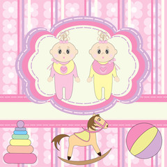 Greeting card for twins little girls