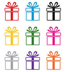 vector colorful gift box symbols