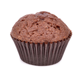 Chocolate muffin isolated on white background
