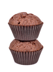 Chocolate muffin isolated on white background