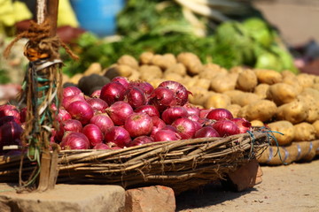 Various vegetables at vegetable market. India