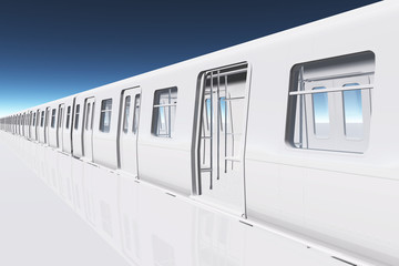 White Train Public Transport Concept 3D render