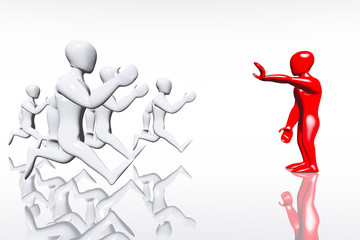 Human Figures running stop 3D render