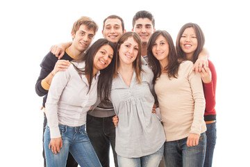 Young Multiracial Group on White Background
