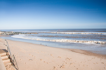 Fototapeta na wymiar Beautiful empty beach, Southwold Suffolk England
