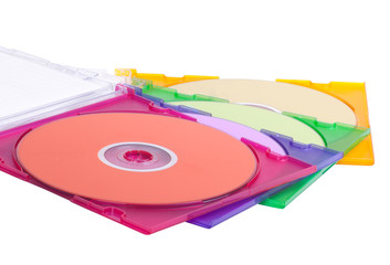 Fototapeta premium multicolored cd or dvd isolated on white