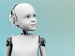 The face of a child robot.