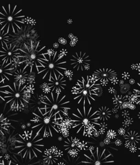 Cercles muraux Fleurs noir et blanc Floral monochrome.