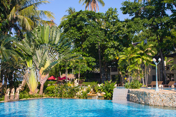 Swimming pool in spa resort . Thailand .
