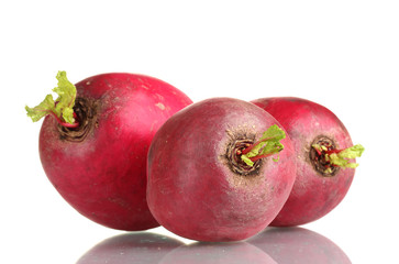 Fresh radishes isolated on white