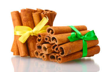 Cinnamon sticks isolated on white