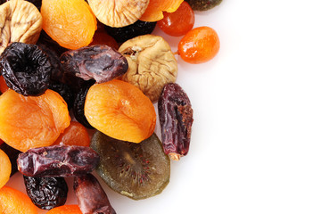 Dried fruits isolated on white