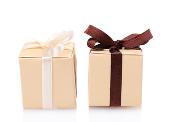 beautiful gifts with bows isolated on white