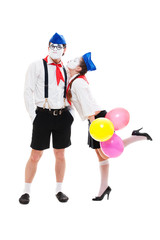 portrait of young funny mimes