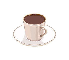 cup of coffee on a white saucer on a white background