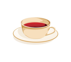 cup of tea on a saucer on a white background