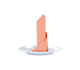 napkin on a plate on a white background