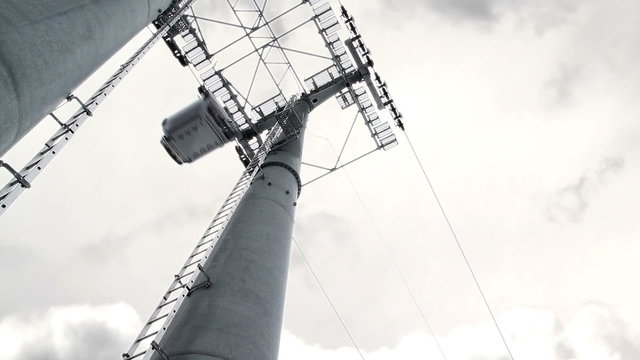 bottom view of the pylon on the ski lift