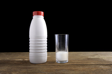 milk bottle and empty glass
