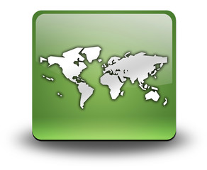 Green 3D Effect Icon "World Map"