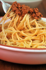 Fourchette de spaghettis à la bolognaise