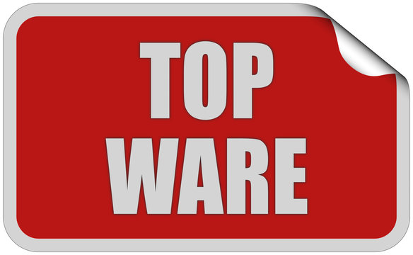 Sticker rot eckig curl oben TOP WARE
