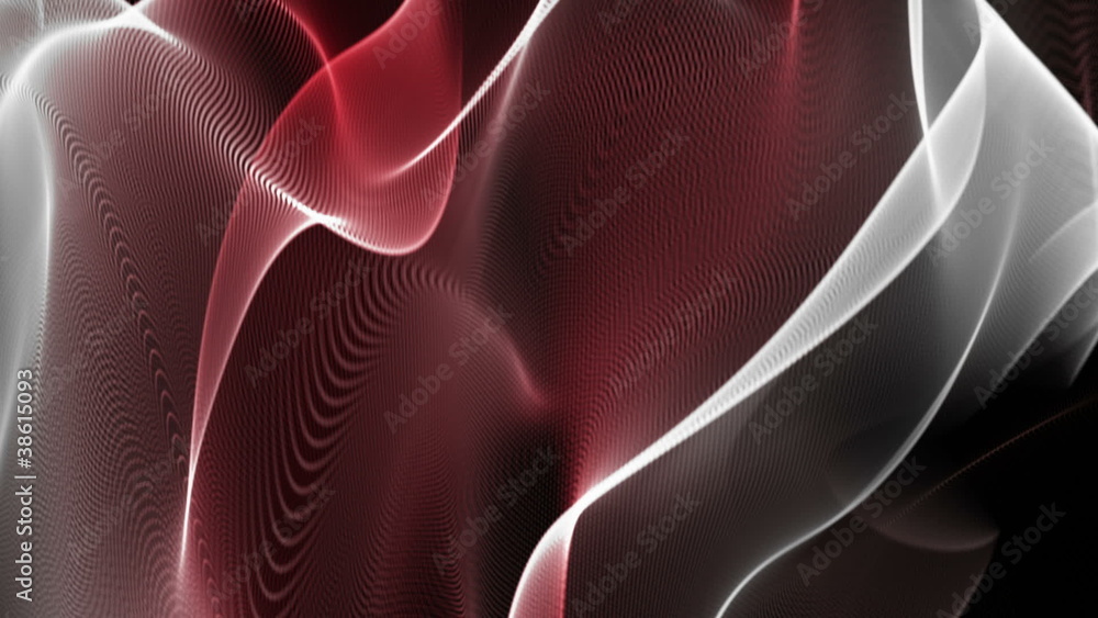 Poster fantastic video animation with particle wave object in slow motion, loop hd 1080p