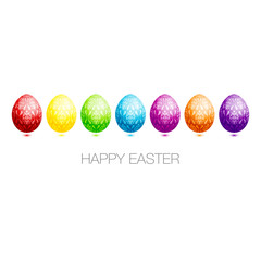 Easter Card 7 Easter Eggs Floral Colour