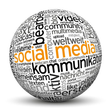 Social Media, Kugel, 3D, Web 3.0, Text, Bild, Audio, Video, P2P