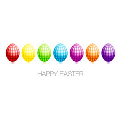 Easter Card 7 Easter Eggs Check Pattern Colour