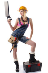 Sexy Handwerkerin in Latzhose