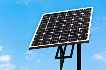 Solar energy panels looking towards the sky