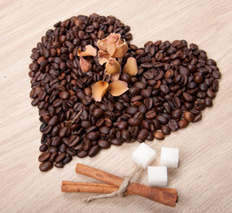 Nice coffee heart with flower