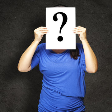 woman with interrogation symbol