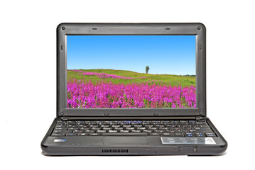 modern netbook on white background